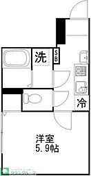 The　Opal 2階1Kの間取り