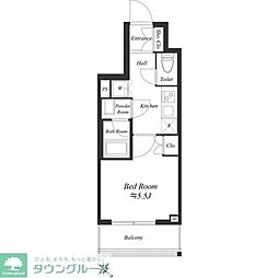 オープンブルーム川口並木 9階1Kの間取り