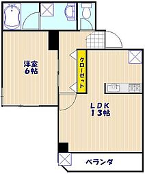 ナカムラビルヂング 1LDKの間取図画像