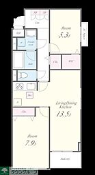 川口市芝3丁目アパート 2LDKの間取図画像