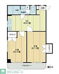 メゾンフラワー 2DKの間取図画像