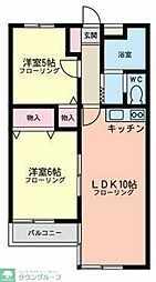 レジデンス北原台 2LDKの間取図画像