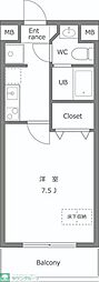 S-FORT戸田公園 1Kの間取図画像