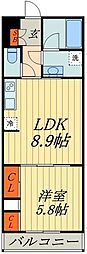 鳩ヶ谷弐番館 1LDKの間取図画像