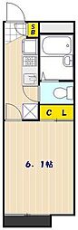 レオパレスクレスト 1Kの間取図画像
