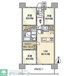 イニシア浦和常盤レジデンス 3LDKの間取図画像