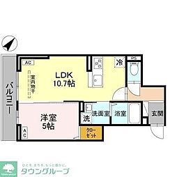 蕨市中央5丁目アパート 1LDKの間取図画像