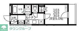 BaumRoom美園 1Kの間取図画像