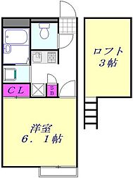レオパレスネオス本町 1Kの間取図画像