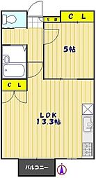フローラ中青木 1LDKの間取図画像