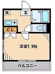 藤重参番館 1Kの間取図画像