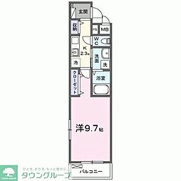 プレッソパーク 1Kの間取図画像