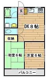 駒崎ハイツ 2DKの間取図画像