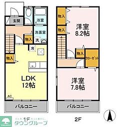 デルフィ参番館 1階2LDKの間取り