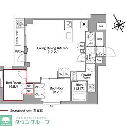 コンフォリア・リヴ平井ＭＵＴＩＯ 3階2LDKの間取り