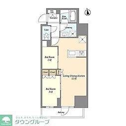 グランカーサ船堀I 13階2LDKの間取り