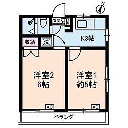 立石さくらハイツ 2階2Kの間取り