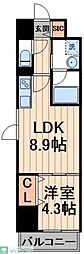JR総武線 錦糸町駅 徒歩8分の賃貸マンション 7階1LDKの間取り