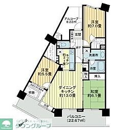 ライオンズシティお花茶屋 4階3LDKの間取り