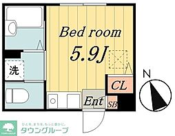 デュオメゾン千住仲町 2階ワンルームの間取り