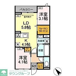 京成本線 お花茶屋駅 徒歩17分の賃貸アパート 2階2LDKの間取り