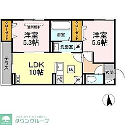 都営新宿線 一之江駅 徒歩25分の賃貸アパート 2階2LDKの間取り