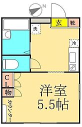 京成本線 堀切菖蒲園駅 徒歩11分の賃貸アパート 2階ワンルームの間取り