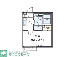 クレイノＳｕｎｒｉｓｅ上篠崎 2階1Kの間取り
