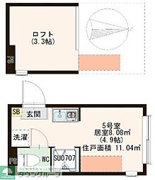クラッセ小岩 2階ワンルームの間取り