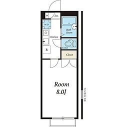 リリックコート鎌倉 1階1Kの間取り