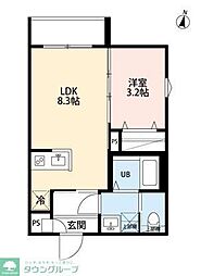 yui terraceII 1階1LDKの間取り