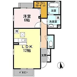 フェリース　カーサ 1階1LDKの間取り