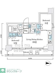クインテット錦糸公園 2階2LDKの間取り