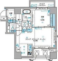 ジェノヴィア両国IIグリーンヴェール 8階1LDKの間取り