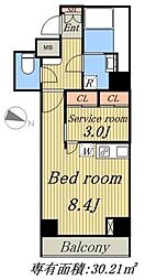 ＶＡＩＮＱＵＥＵＲ　ｉｗａｍｏｔｏｃｈｏ 4階ワンルームの間取り