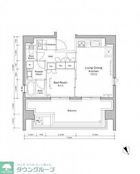 プラウドフラット浅草橋III 10階1LDKの間取り
