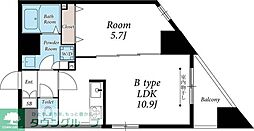 リブリ・サンヴィレッジ26 3階1LDKの間取り