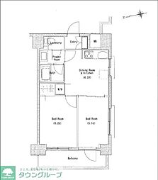 ソサエティ蔵前 11階2DKの間取り