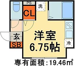 京成押上線 京成曳舟駅 徒歩10分の賃貸アパート 3階ワンルームの間取り