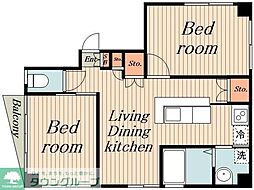 熊谷ビル 4階2LDKの間取り