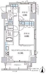パークアクシス両国馬車通り 7階2LDKの間取り