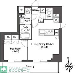 ミリアレジデンス蔵前 8階1LDKの間取り