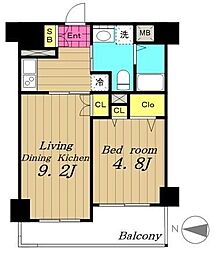 レジディア秋葉原 3階2Kの間取り