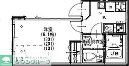 京成本線 お花茶屋駅 徒歩4分の賃貸アパート 1階1Kの間取り
