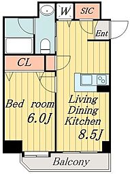 JR山手線 秋葉原駅 徒歩8分の賃貸マンション 5階1LDKの間取り
