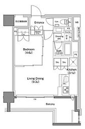 JR総武本線 馬喰町駅 徒歩4分の賃貸マンション 11階1LDKの間取り