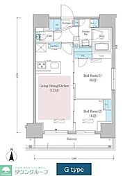 都営浅草線 蔵前駅 徒歩3分の賃貸マンション 12階2LDKの間取り
