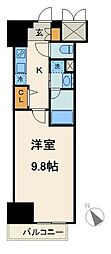都営浅草線 蔵前駅 徒歩1分の賃貸マンション 9階1Kの間取り