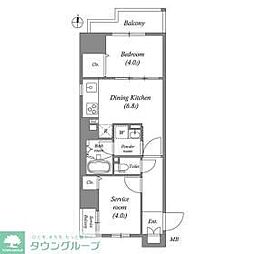 都営大江戸線 両国駅 徒歩5分の賃貸マンション 2階1DKの間取り
