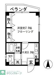 JR総武線 亀戸駅 徒歩3分の賃貸マンション 1階1Kの間取り